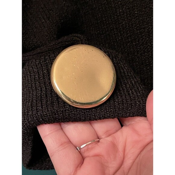 Vtg 80s Raul Blanco Bonwit Teller Hand Loomed Gold Button Blk Sweater Dress Sz 6 - Picture 11 of 13